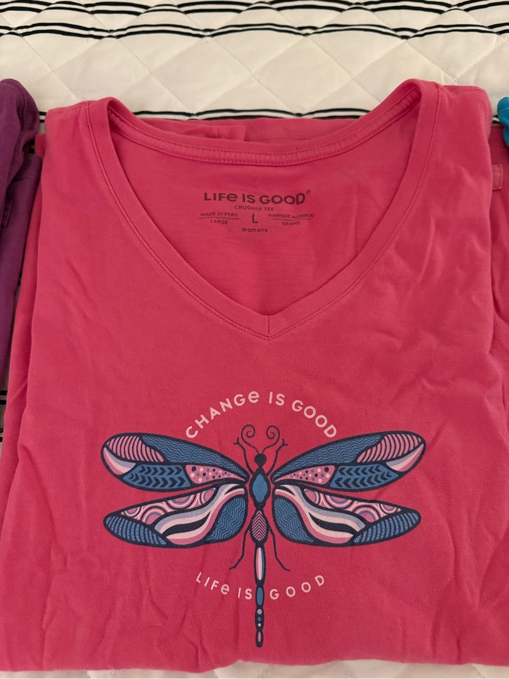 Life is Good Crusher-Lite Women's L Blue, Pink & Purple Shirt Set of 3 EUC Soft - Picture 3 of 16